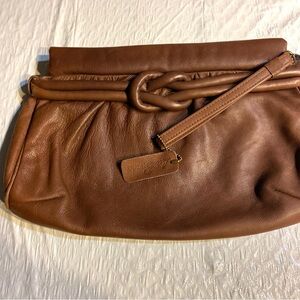 Elegant La Borsa Brown Faux Leather Clutch